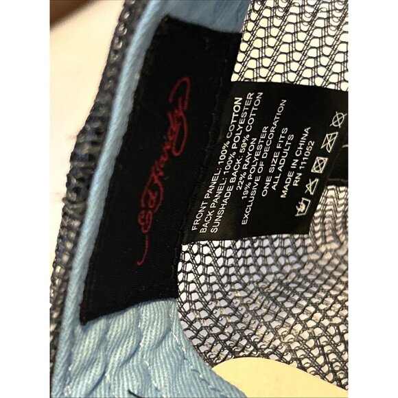 Ed Hardy Trucker Hat Embroidered Tattoo Eagle Skull Blue Mesh Snapback Cap New - Picture 14 of 15